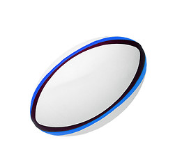 Image showing Photo of a white leather rugby ball