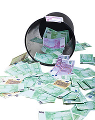 Image showing inverted basket of money