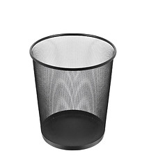 Image showing Empty black iron trash bin isolated