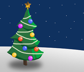 Image showing christmas tree in a snowy landscape