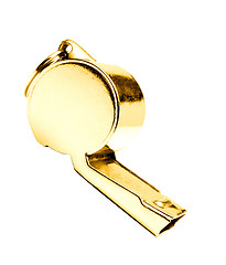 Image showing Golden whistle pendant isolated on white background