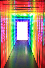 Image showing rainbow color tunnel