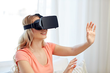 Image showing woman in virtual reality headset or 3d glasses