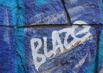 Image showing blue grafitti with tag