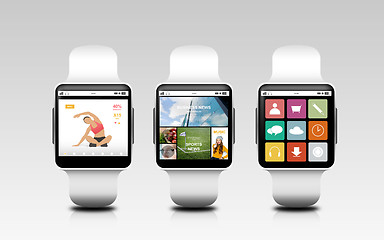 Image showing smart watches with applications on screens