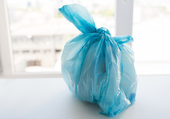 Image showing close up of rubbish bag with trash at home