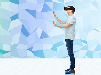 Image showing happy man in virtual reality headset or 3d glasses