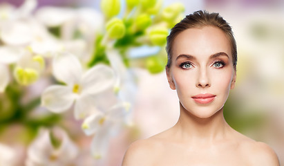 Image showing beautiful young woman face over white background