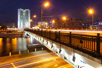 Image showing Moscow, Russia, evening landscape with Kalinin bridge