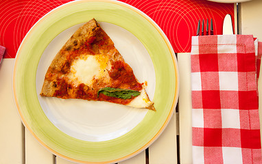 Image showing Pizza Margherita with basil leaves