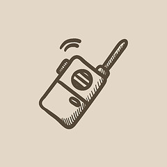 Image showing Portable radio set sketch icon.