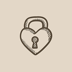 Image showing Lock shaped heart sketch icon.