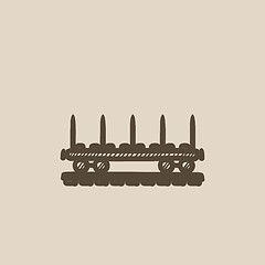 Image showing Cargo wagon sketch icon.