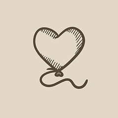 Image showing Heart balloon sketch icon.