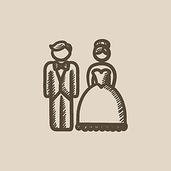 Image showing Bride and groom sketch icon.