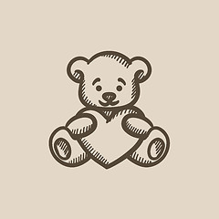 Image showing Teddy bear with heart sketch icon.