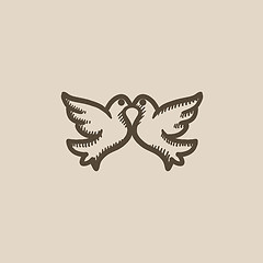 Image showing Wedding doves sketch icon.