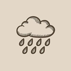 Image showing Cloud and rain sketch icon.