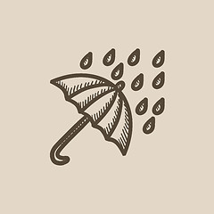 Image showing Rain and umbrella sketch icon.