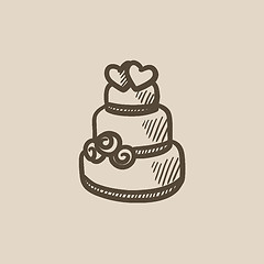 Image showing Wedding cake sketch icon.