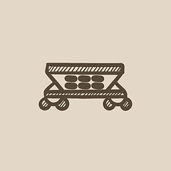 Image showing Cargo wagon sketch icon.