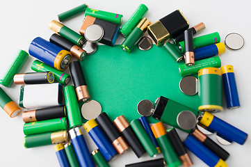 Image showing close up of green alkaline batteries