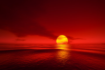 Image showing a sunset over the sea