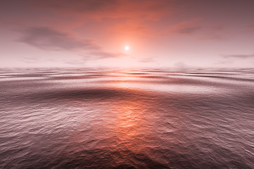 Image showing a red sunset over the sea