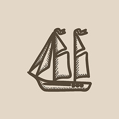 Image showing Sailboat sketch icon.