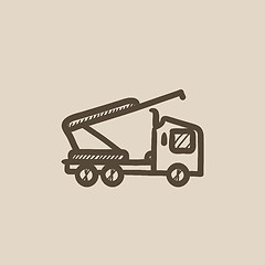 Image showing Machine with a crane and cradles sketch icon.