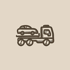 Image showing Car towing truck sketch icon.