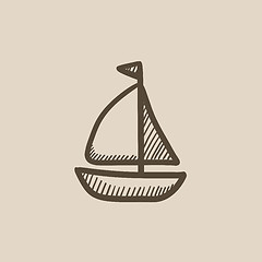 Image showing Sailboat sketch icon.