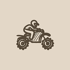 Image showing Man riding motocross bike sketch icon.