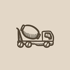 Image showing Concrete mixer truck sketch icon.