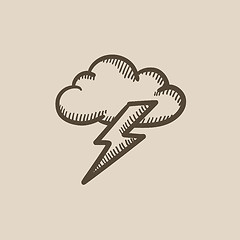 Image showing Cloud and lightning bolt sketch icon.