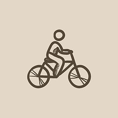 Image showing Man riding bike sketch icon.