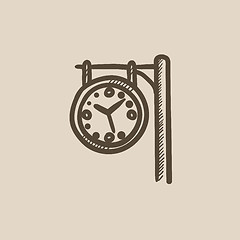 Image showing Train station clock sketch icon.