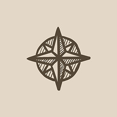 Image showing Compass wind rose sketch icon.