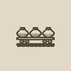 Image showing Cargo wagon sketch icon.