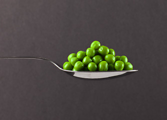 Image showing fresh frozen peas on spoon