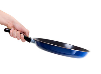 Image showing Pan in hand on white background