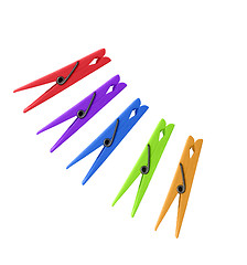 Image showing group of clothepegs or clothespins isolated on white