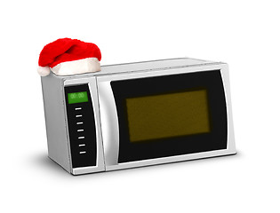 Image showing Christmas microwave over white