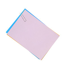 Image showing Blank note paper and paper-clip. Isolated