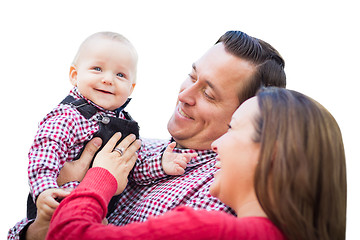 Image showing Baby Boy Having Fun With Mother and Father Isolated