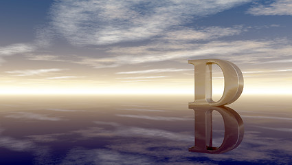 Image showing metal uppercase letter d under cloudy sky - 3d rendering