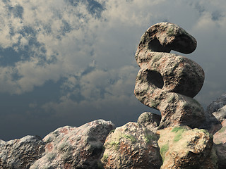 Image showing paragraph symbol rock under cloudy blue sky - 3d rendering