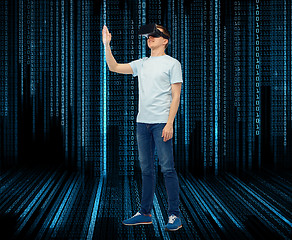 Image showing happy man in virtual reality headset or 3d glasses