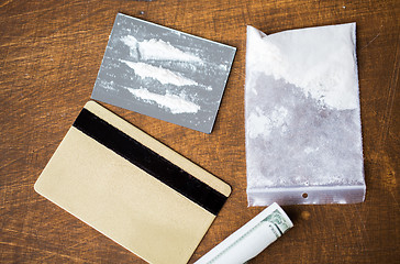 Image showing close up of crack cocaine drug dose on mirror