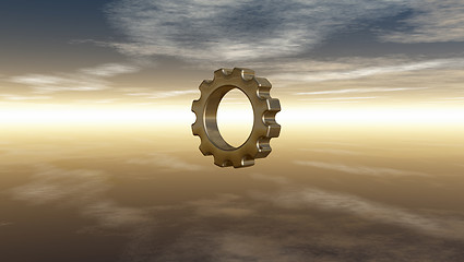 Image showing gear wheel under cloudy sky - 3d rendering